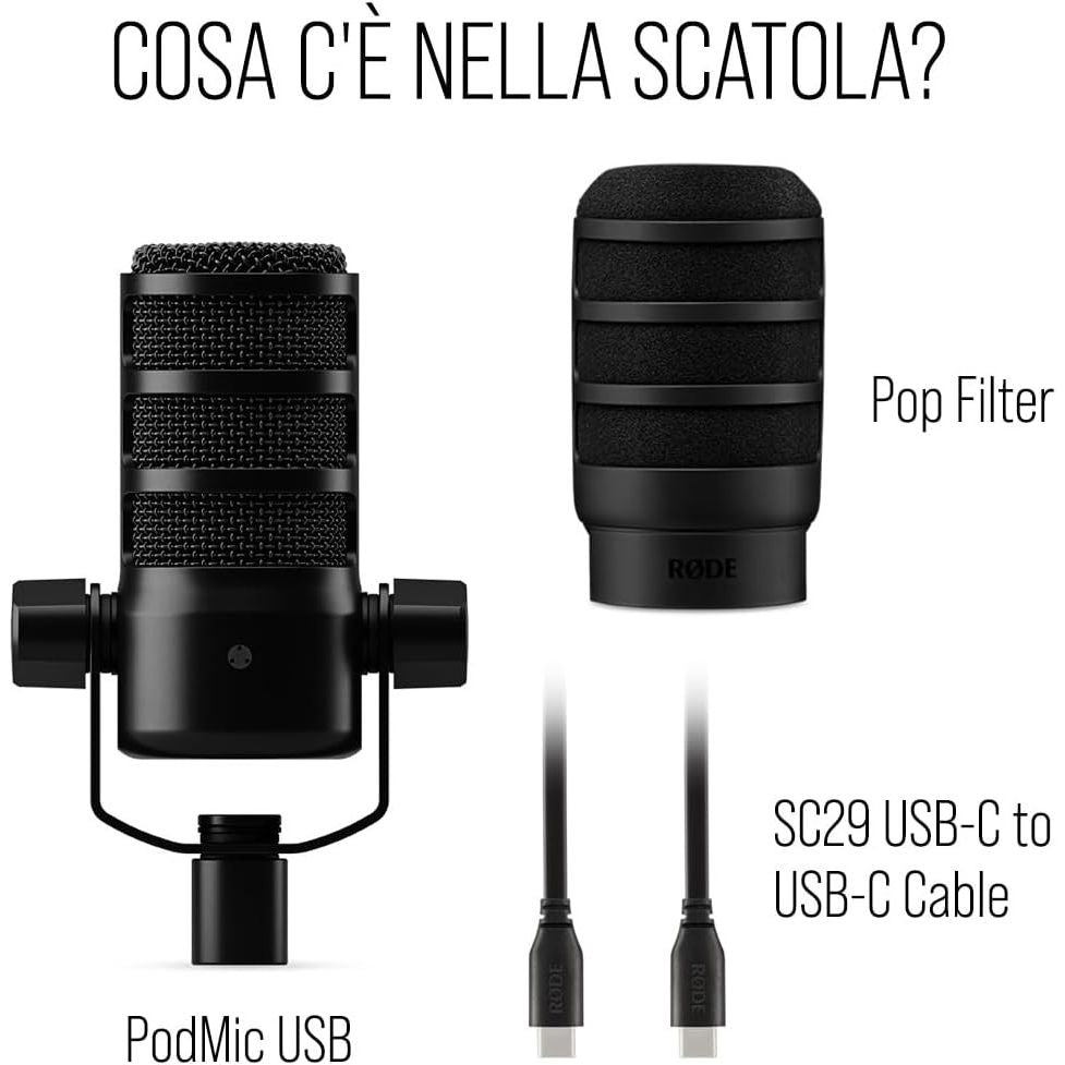 RODE PODMIC USB DYNAMIC BROADCAST MIC GARANZIA ITALIA NITAL 2 ANNI