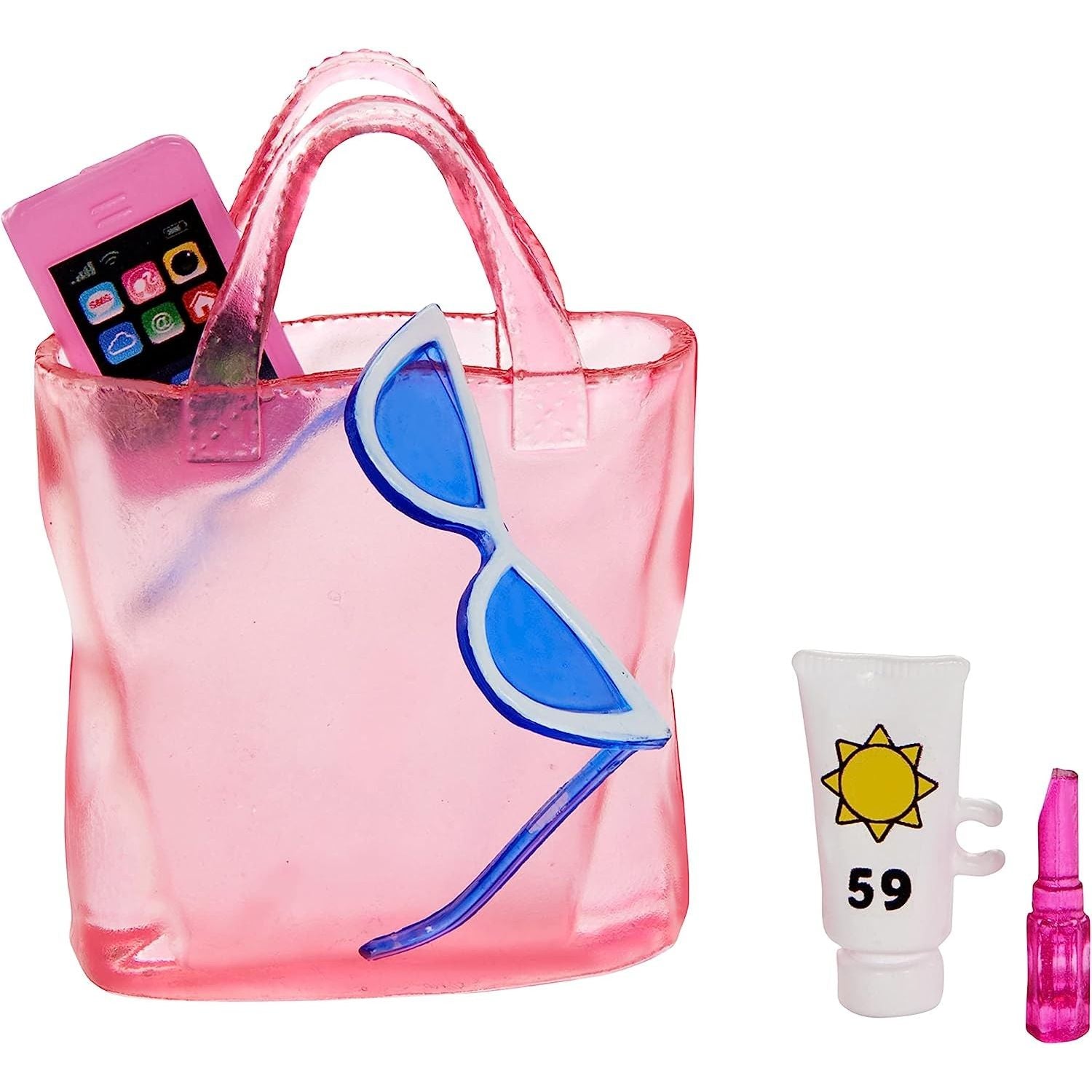 Barbie Bambola bionda con costume da bagno rosa e bianco