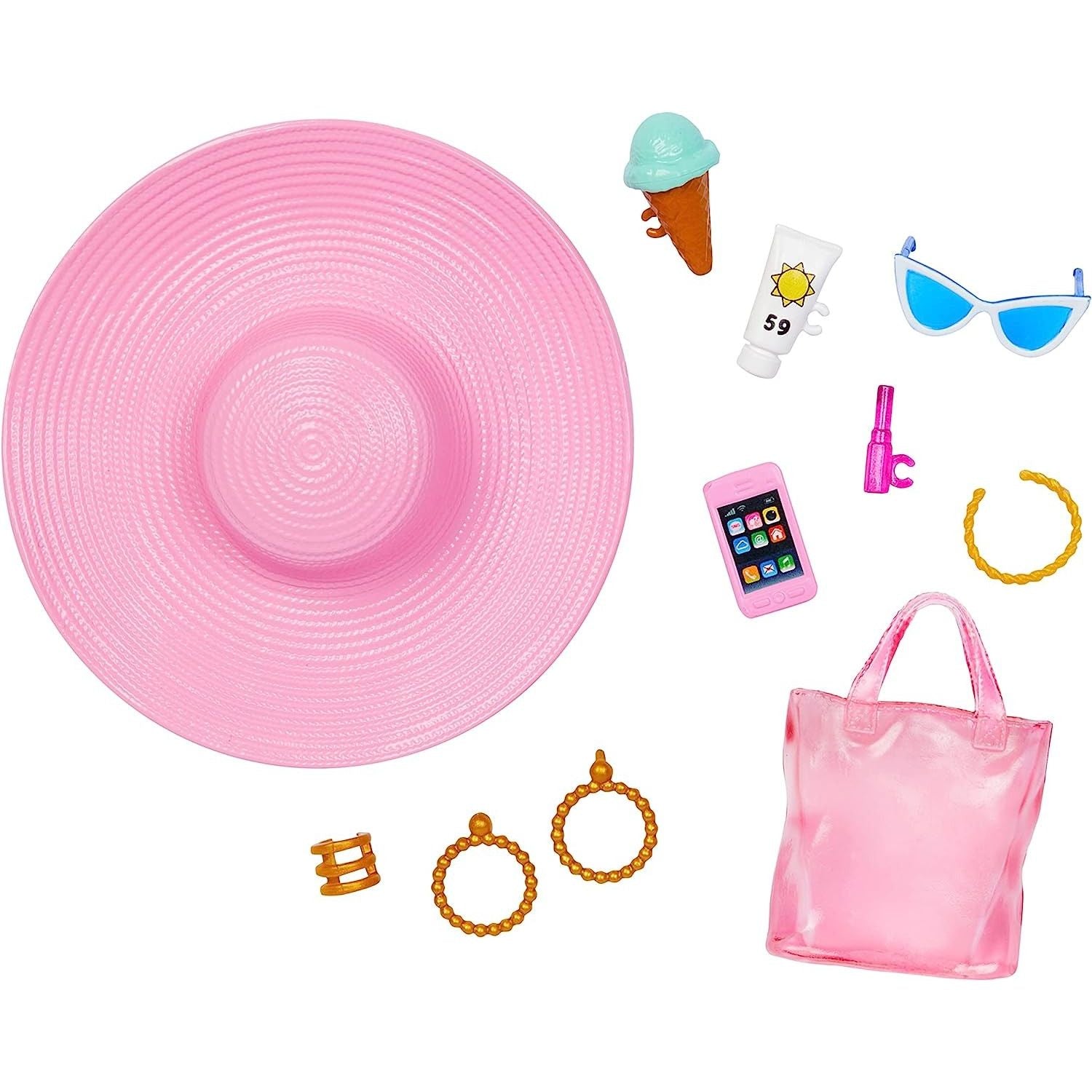 Barbie Bambola bionda con costume da bagno rosa e bianco