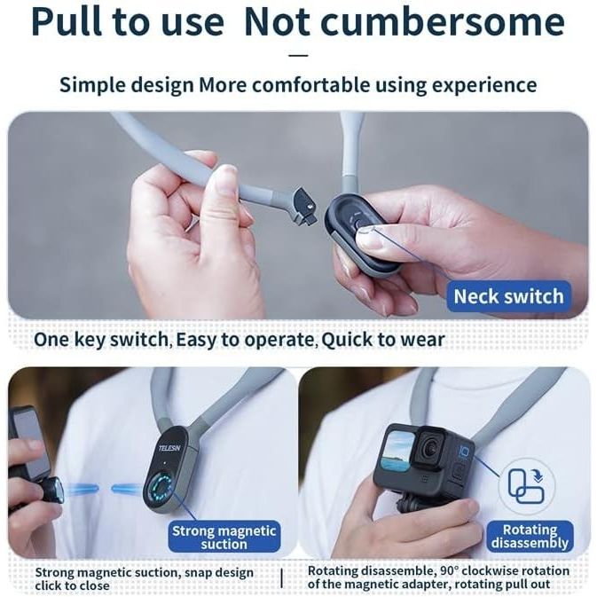 Telesin SUPPORTO A COLLANA MAGNETICO per Insta360 e GoPro