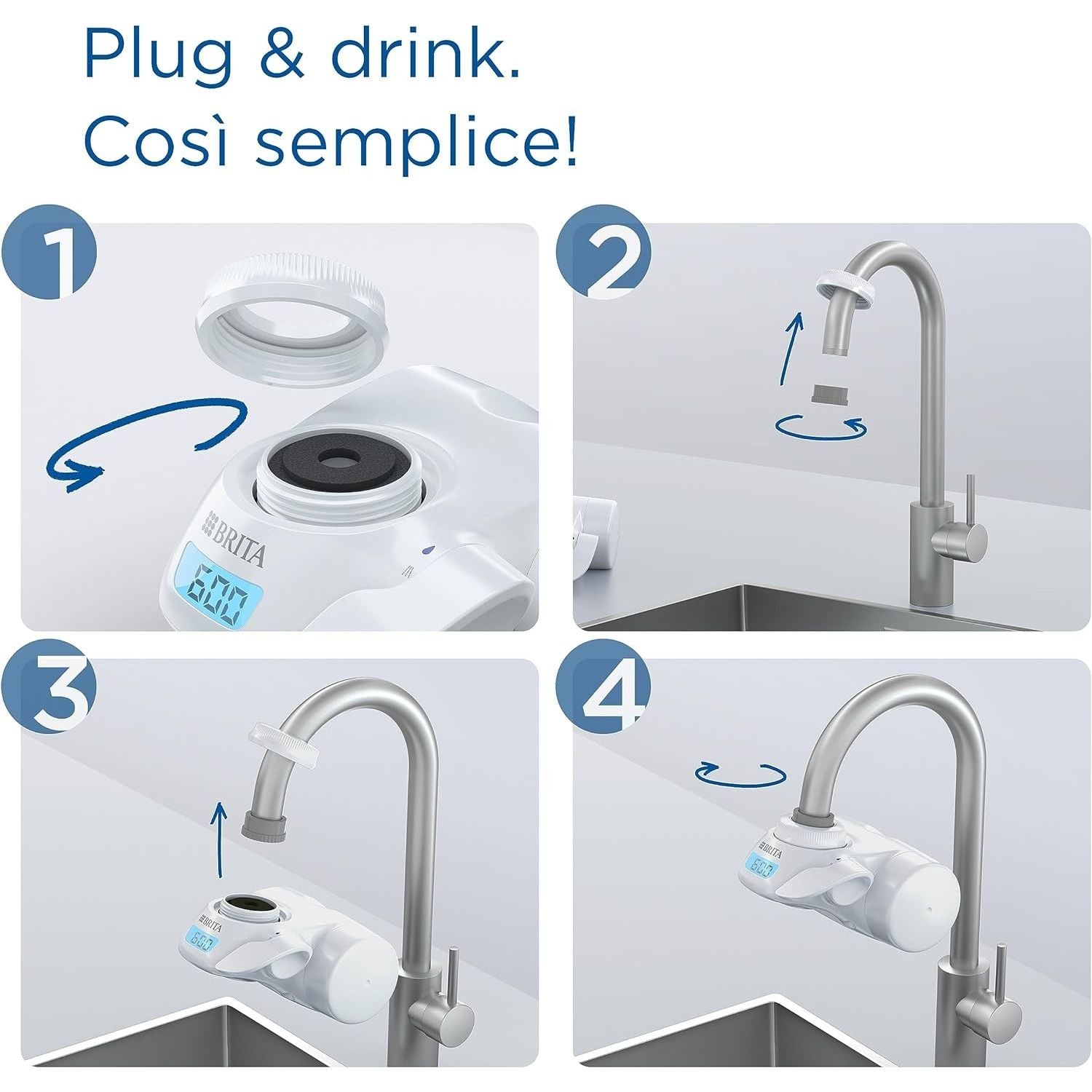 Brita Sistema Filtrante On Tap Pro V-MF per Il Rubinetto + 1 Filtro OMAGGIO (TOTALE 2 FILTRI)