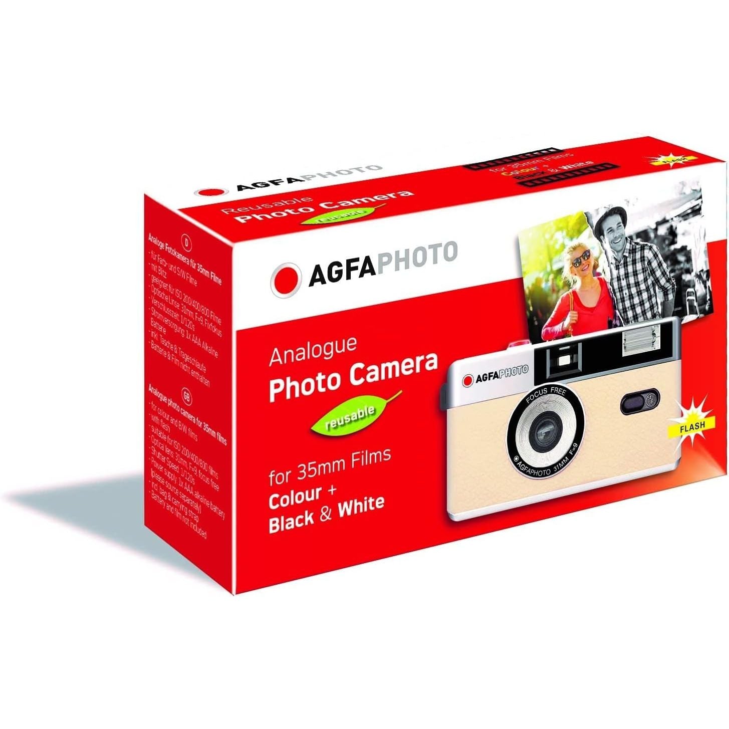 AgfaPhoto Reusable Photo Camera BEIGE GARANZIA UFFICIALE ITALIA 2 ANNI