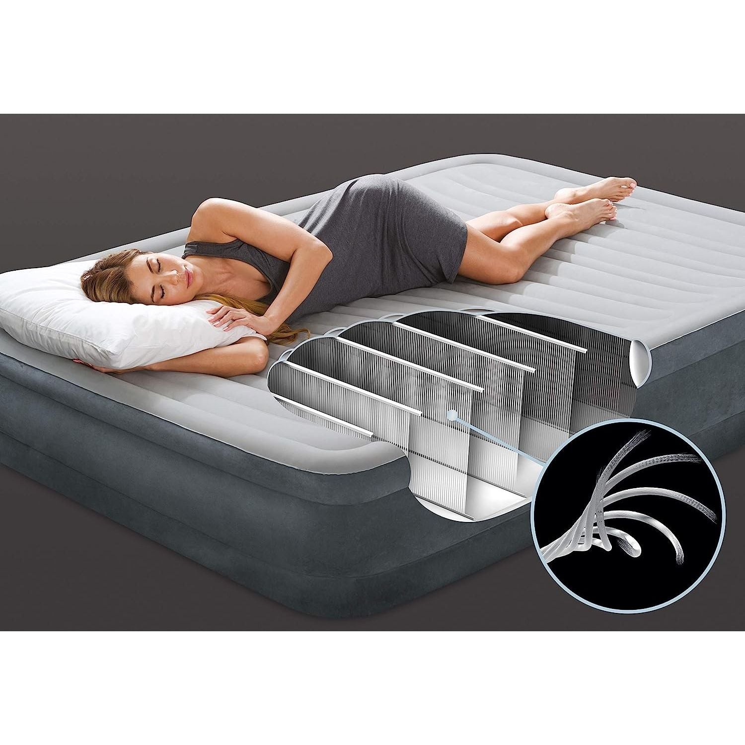 Intex 67770 Materasso Casa Matrimoniale Dura Beam Tecnologia Fiber-Tech Con Pompa Elettrica Inclusa Cm 152x203x33 USATO