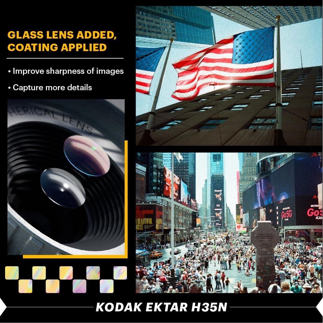 Kodak Film Camera Analogica Ektar H35N STRIPED BLACK HAL FRAME GARANZIA UFFICIALE ITALIA 2 ANNI