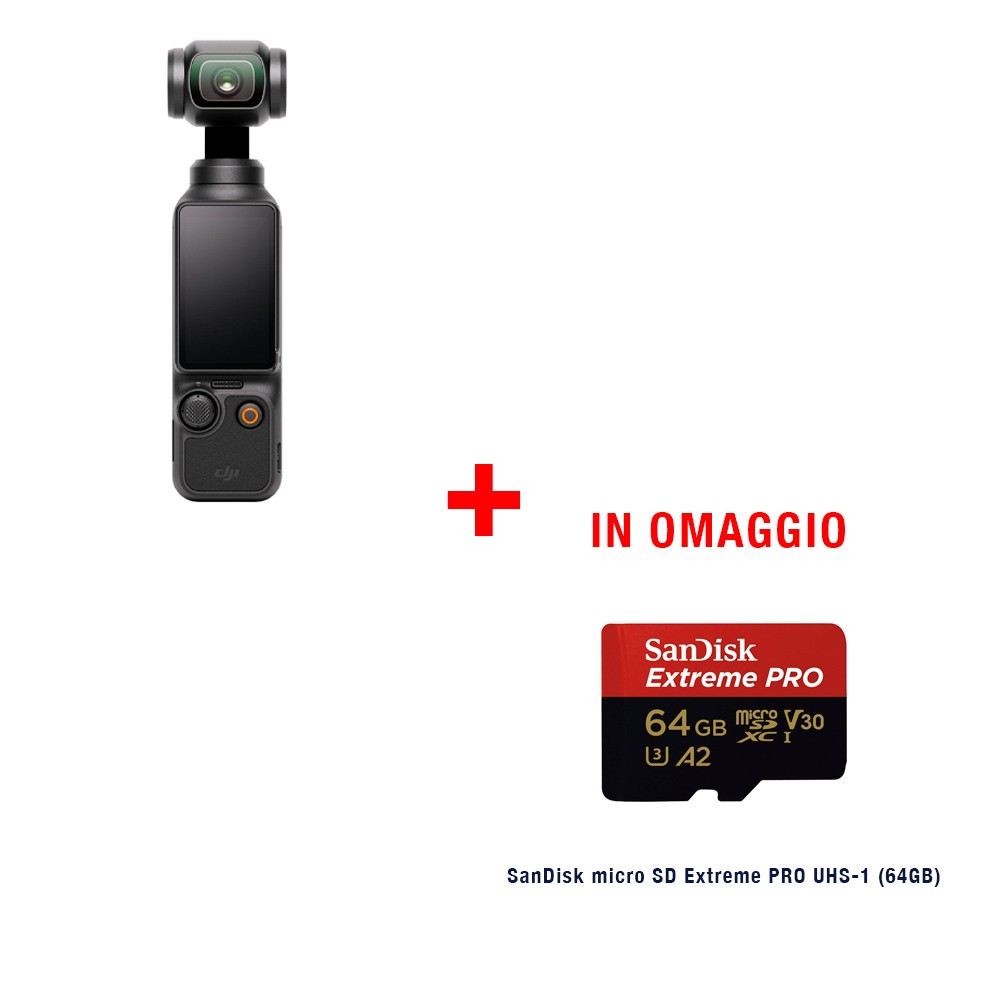 DJI Osmo Pocket 3 + SanDisk microSD 64GB in OMAGGIO - GARANZIA ITALIA NITAL 2 ANNI