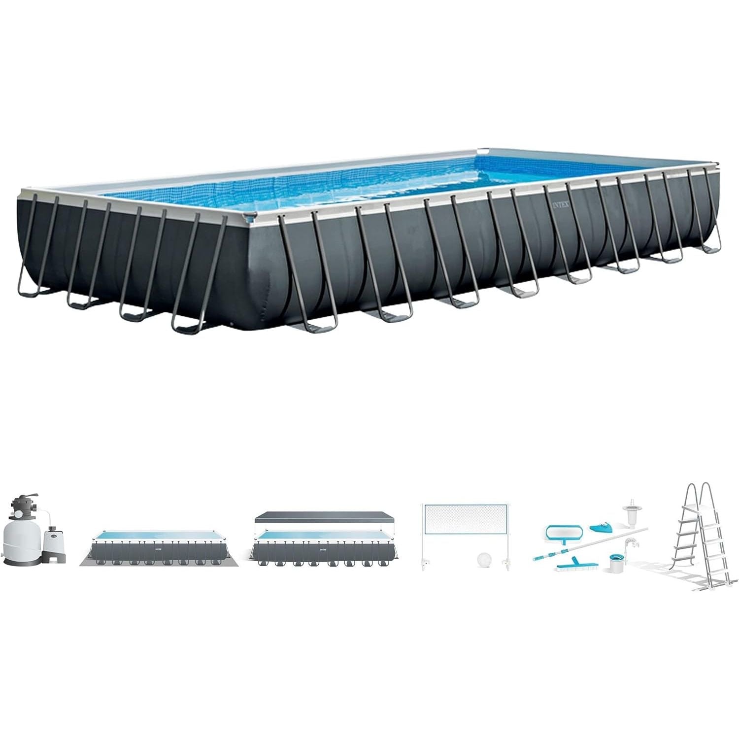 Intex 26368 Piscina Rettangolare Ultra XTR Frame 732x366x132 Cm Con Set Pallavolo Incluso