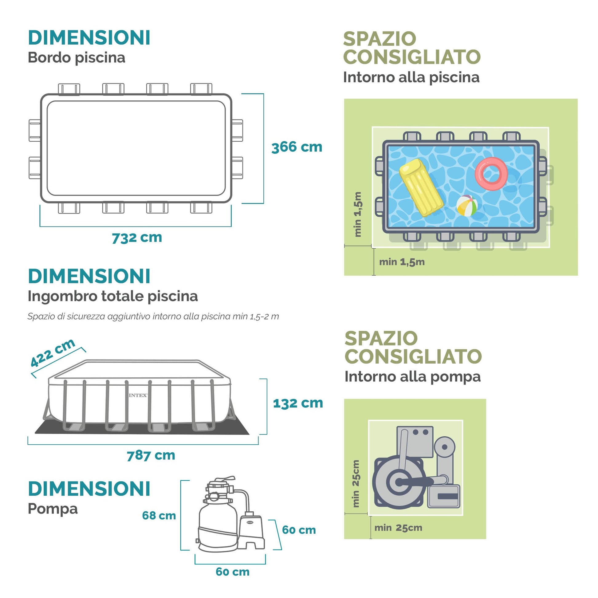 Intex 26368 Piscina Rettangolare Ultra XTR Frame 732x366x132 Cm Con Set Pallavolo Incluso