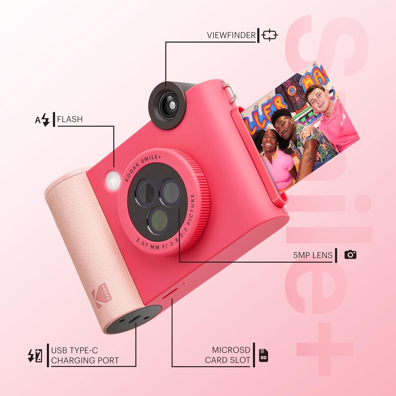 Kodak SMILE+ Fucsia GARANZIA ITALIA POLYPHOTO 2 ANNI