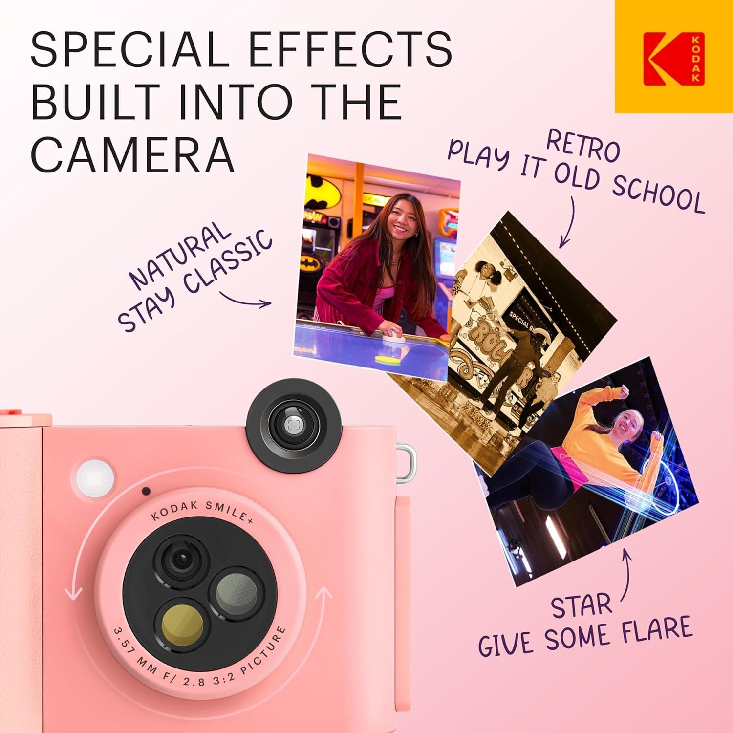 Kodak SMILE+ Pink GARANZIA ITALIA POLYPHOTO 2 ANNI