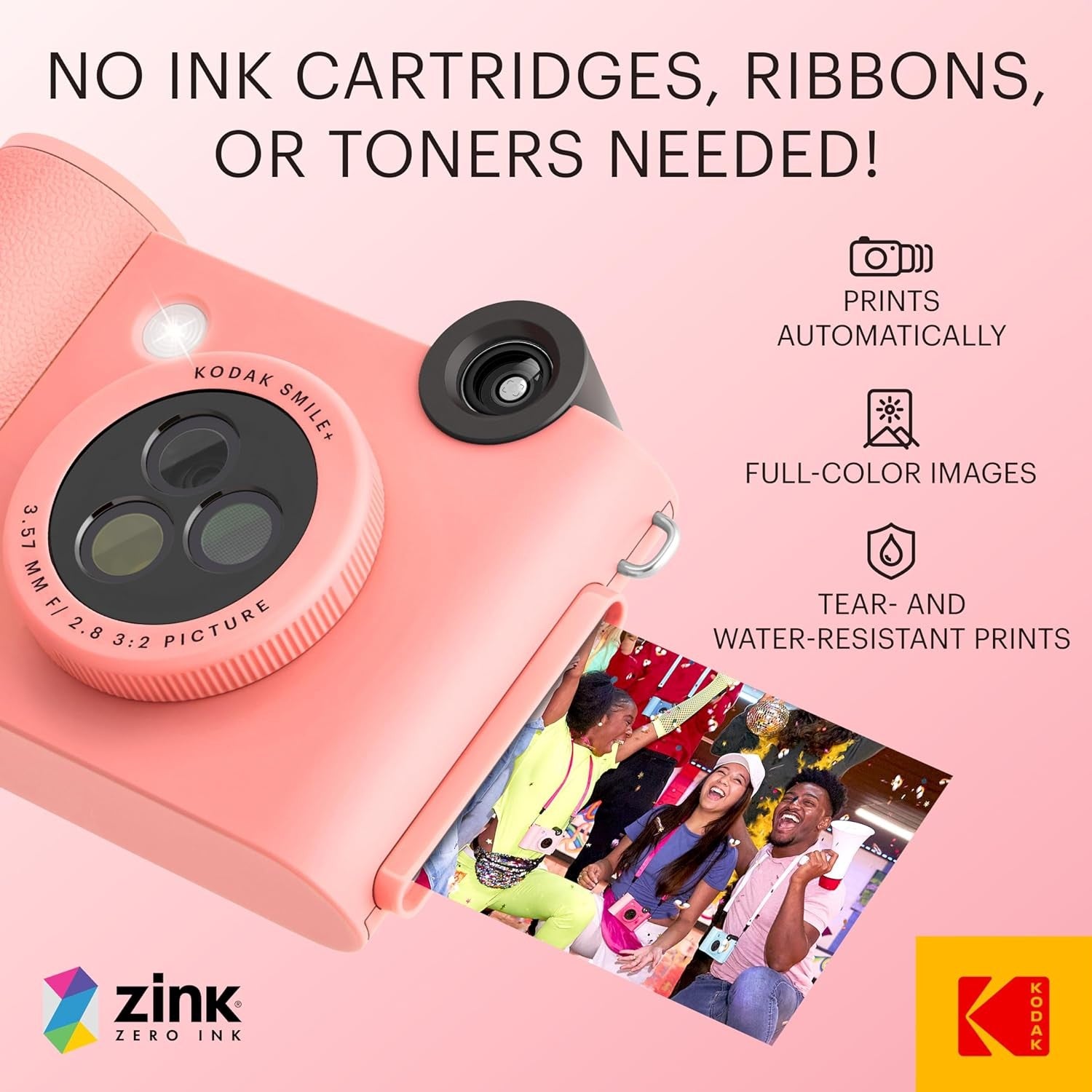 Kodak SMILE+ Pink GARANZIA ITALIA POLYPHOTO 2 ANNI