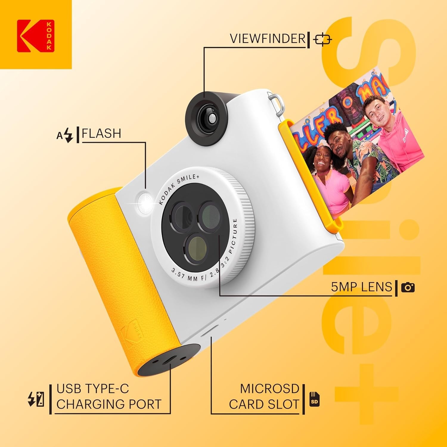 Kodak SMILE+ White GARANZIA ITALIA POLYPHOTO 2 ANNI