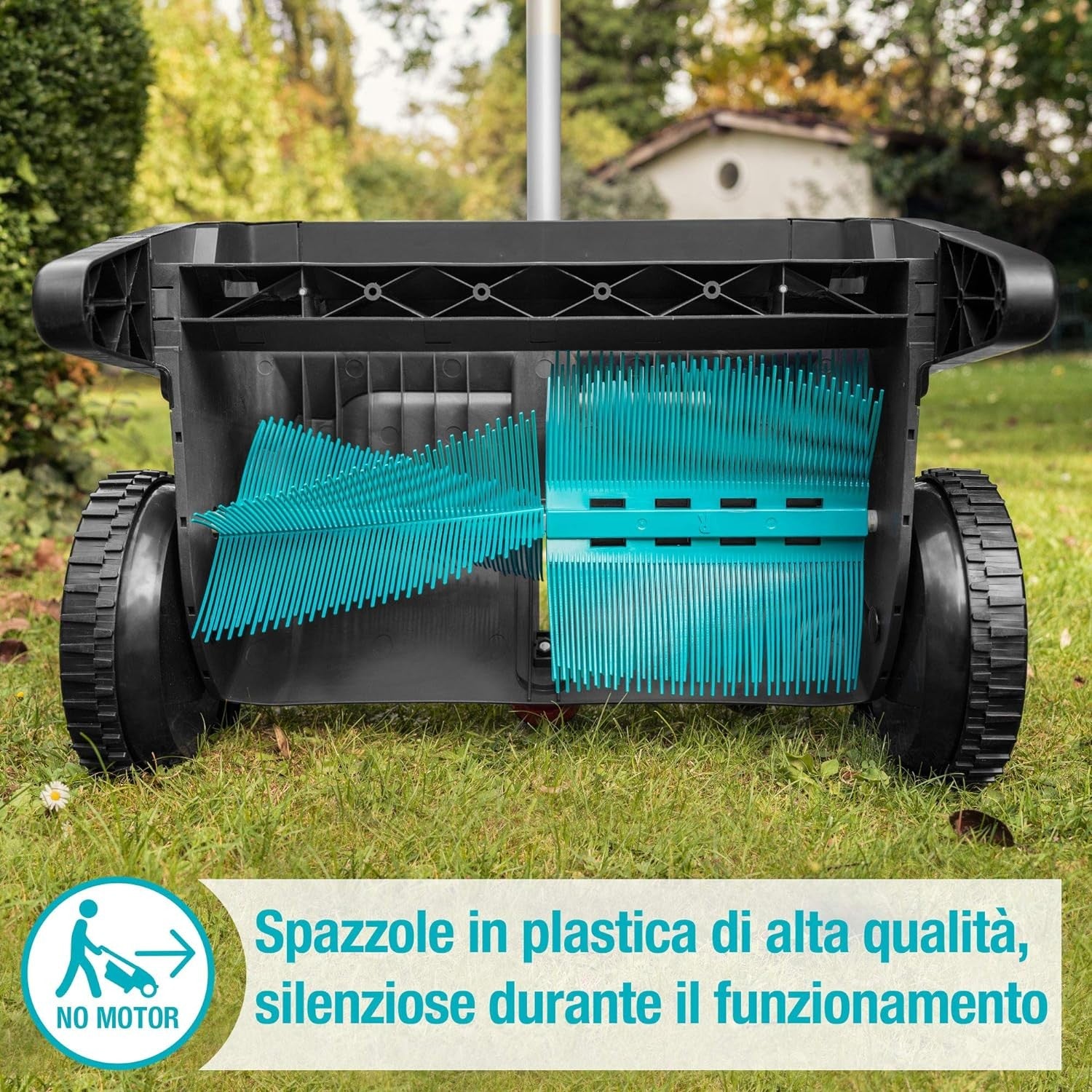 Gardena Raccogli Foglie Spazzatrice Per Giardino Con Sacco Di Raccolta Estraibile Spazzole Rotanti E Impugnatura Ergonomica