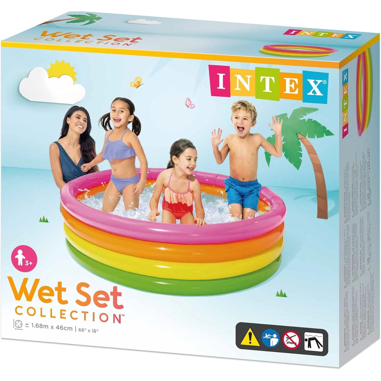 Intex Piscina 4 Anelli Arcobaleno Cm 168 x 46