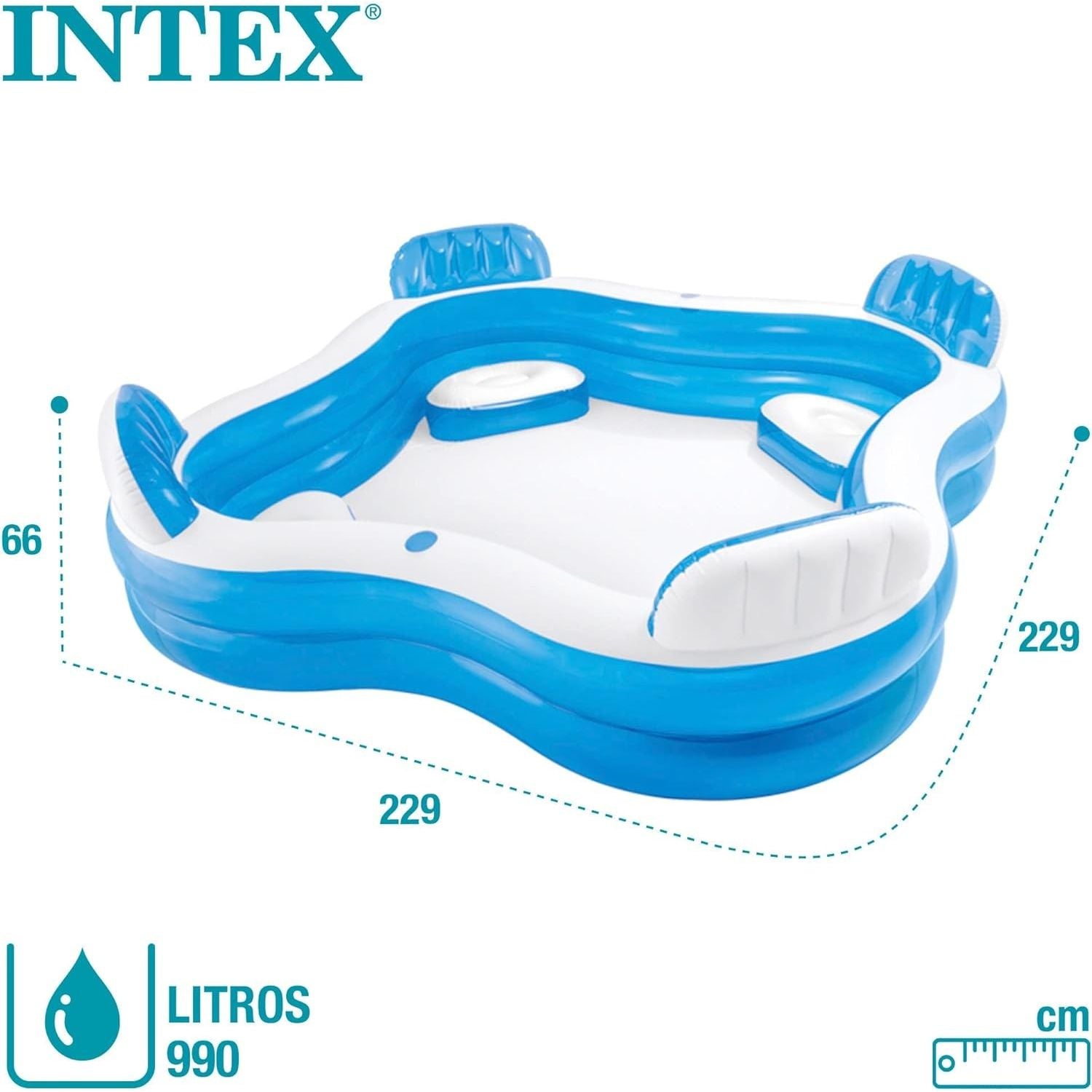 Intex 56475NP Piscina Family 4 Sedili Cm 229x229x66