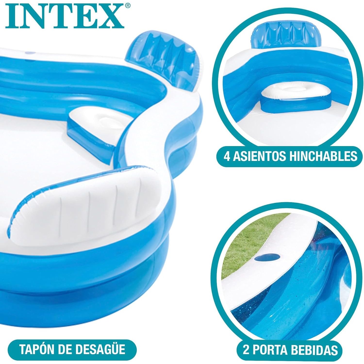 Intex 56475NP Piscina Family 4 Sedili Cm 229x229x66