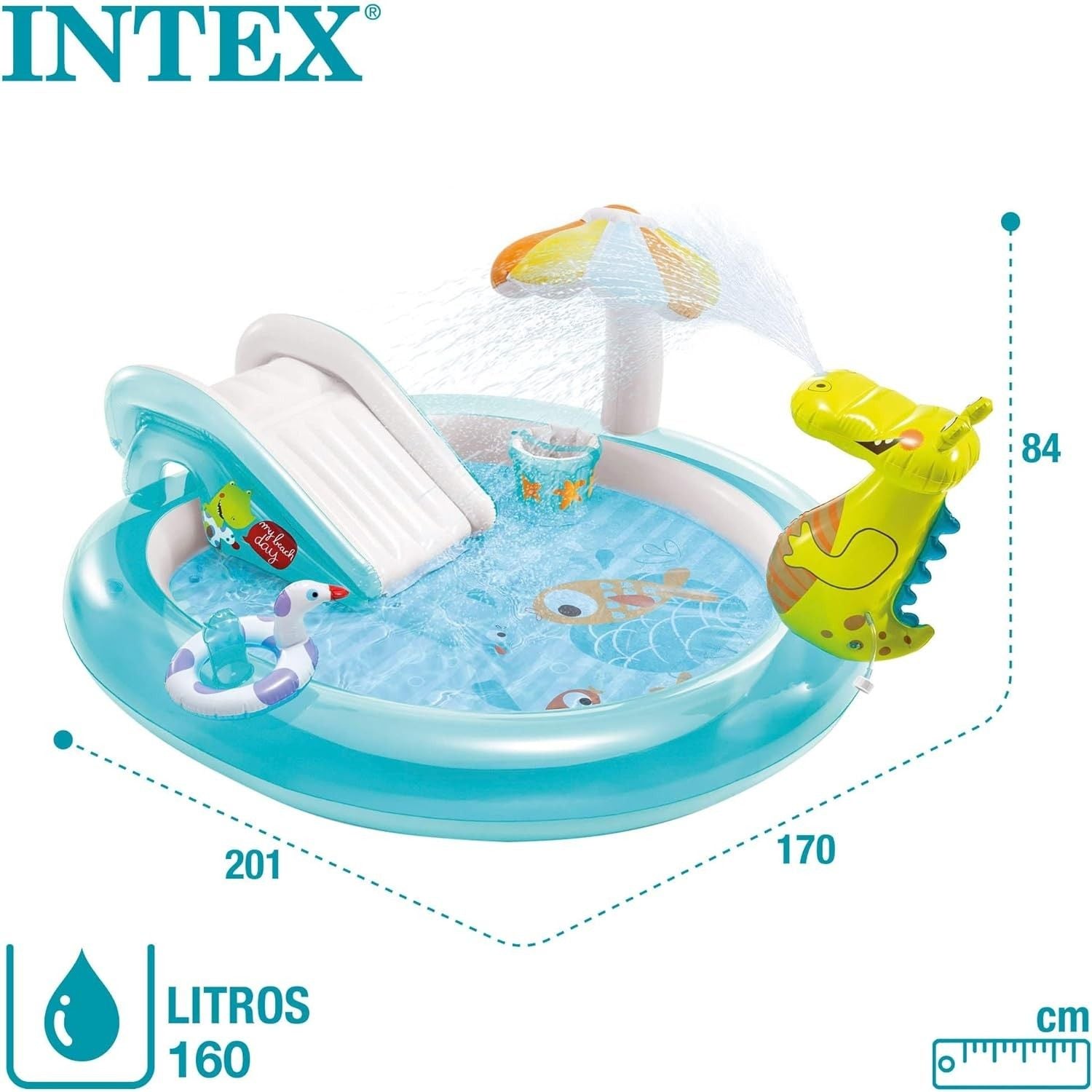 Intex 57165 Piscina PlayCenter Alligatore Con Spruzzo Cm 201X170X84