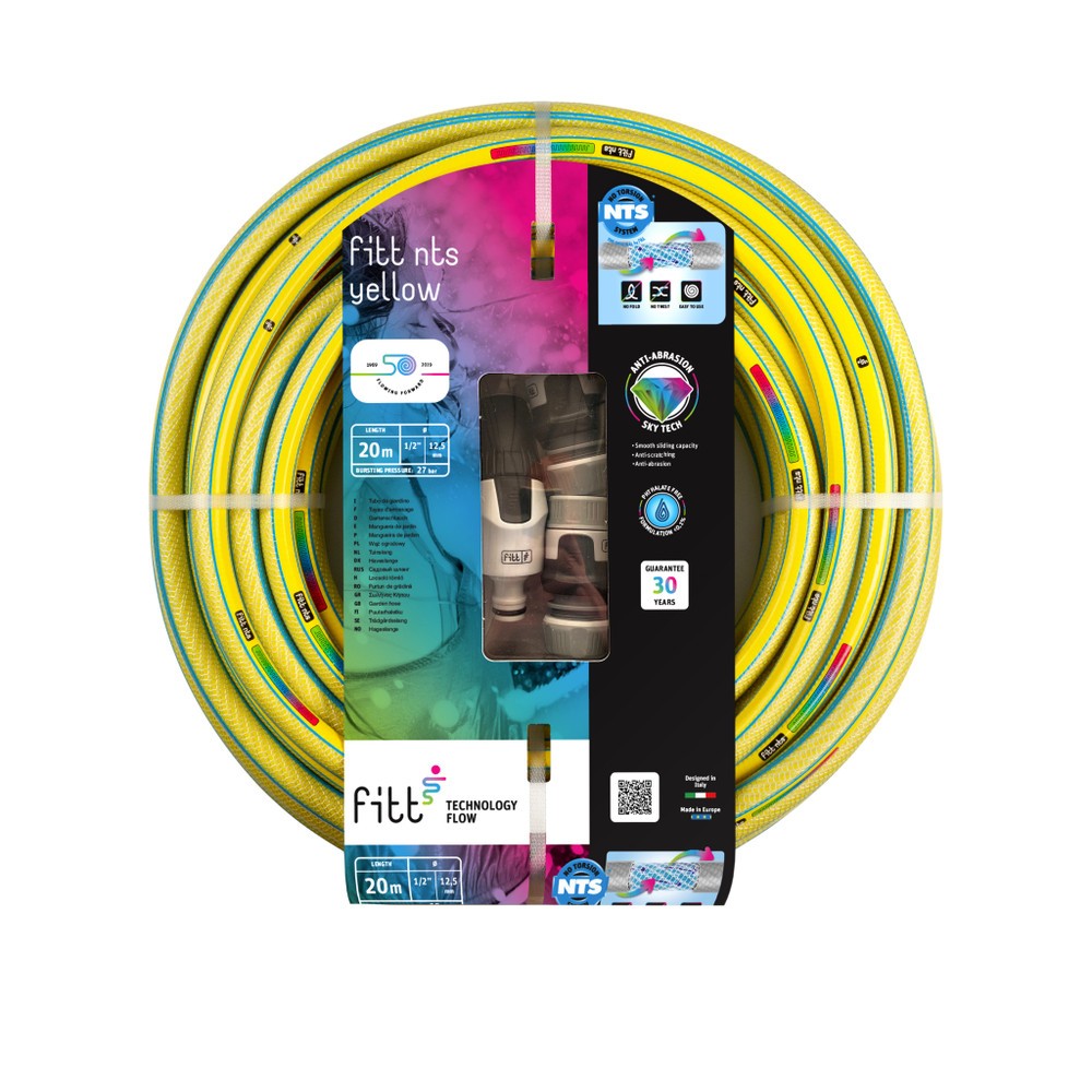 Fitt Nts Yellow 5/8" (15 mm) 20 m Tubo Da Giardino Per Uso Intensivo Con Lancia E Raccordi