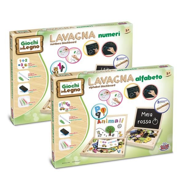 Grandi Giochi Lavagna Legno 2 in 1 Lettere e Numeri