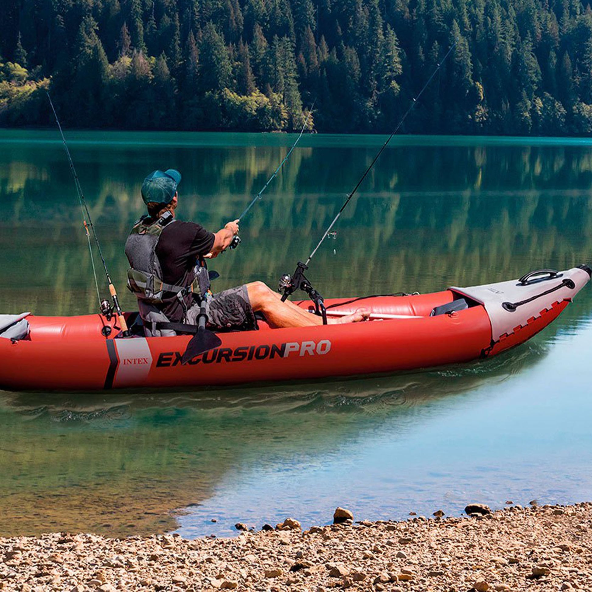 Intex 68303NP Canoa Gonfiabile Excursion Pro K1 1 posto Colore Rosso Dim. 305x91x46 cm