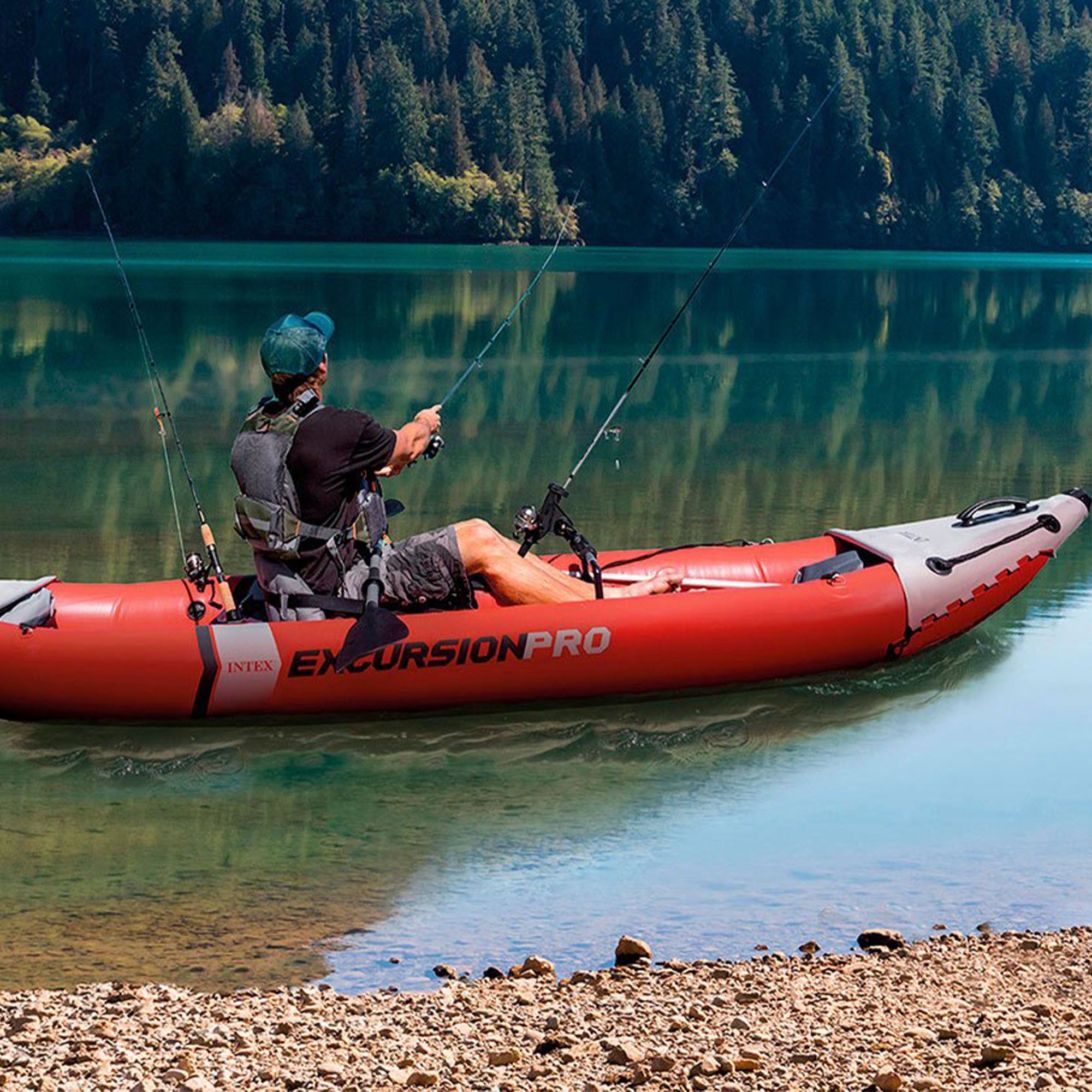 Intex 68303NP Canoa Gonfiabile Excursion Pro K1 1 posto Colore Rosso Dim. 305x91x46 cm