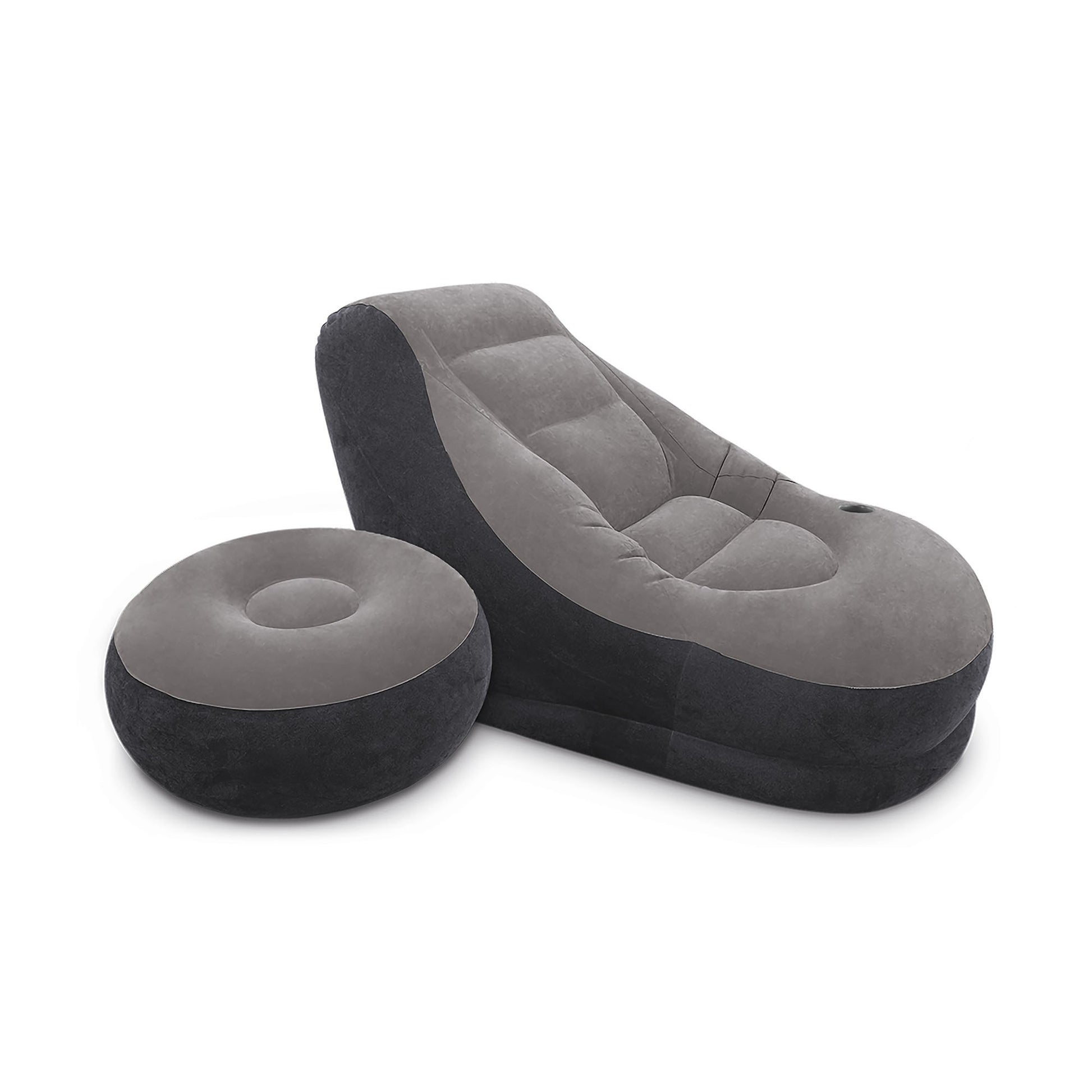 Intex 68564NP Poltrona Lounge con Poggia Piedi Dim. 102x137x79 cm (Poltrona) e 64x28 cm (Poggia Piedi)Colore Grigio/Nero
