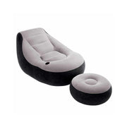 Intex 68564NP Poltrona Lounge con Poggia Piedi Dim. 102x137x79 cm (Poltrona) e 64x28 cm (Poggia Piedi)Colore Grigio/Nero