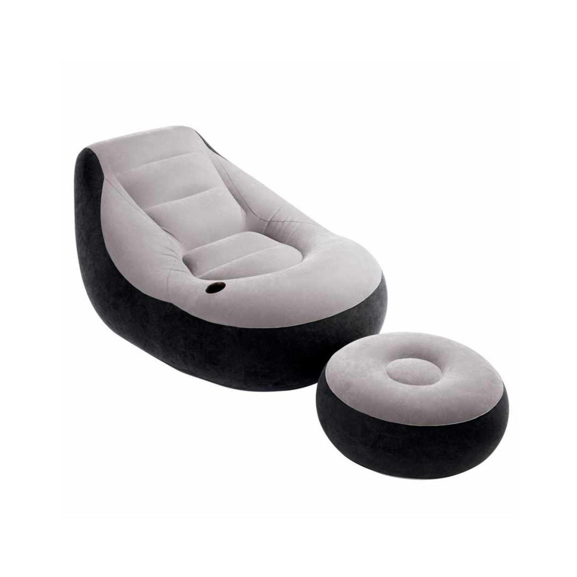 Intex 68564NP Poltrona Lounge con Poggia Piedi Dim. 102x137x79 cm (Poltrona) e 64x28 cm (Poggia Piedi)Colore Grigio/Nero