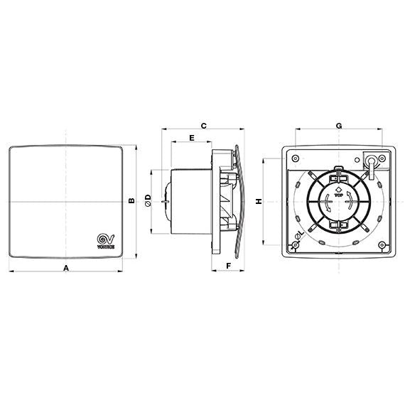 Vortice 11334 Aspiratore Elicoicentrifughi Da Muro Mex 120/5" LL 1S T