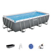 Bestway 56466 Piscina Fuori Terra Power Steel Rettangolare Cm 549x274x122 Con Pompa Filtro A Sabbia Da 5,678 Lh