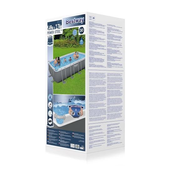Bestway 56466 Piscina Fuori Terra Power Steel Rettangolare Cm 549x274x122 Con Pompa Filtro A Sabbia Da 5,678 Lh
