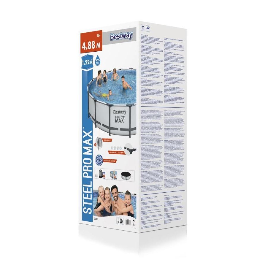 Bestway 5612Z Piscina Fuori Terra Steel Pro MAX Rotonda Da 488x122 Cm Con Pompa Filtro Da 5678 Lh