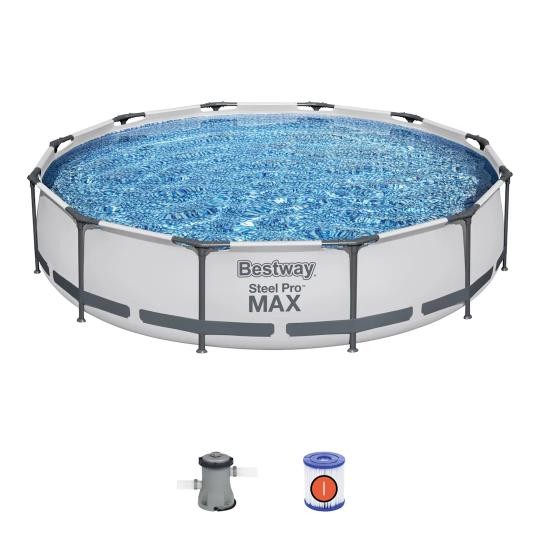 Bestway 56416 Piscina Fuori Terra Rotonda Steel Pro MAX Da 366x76 cm Con Pompa Filtro Da 1249 Lh