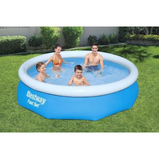 Bestway 57270 Piscina Fuori Terra Rotonda Gonfiabile Fast Set Da 305x76 cm Colore Azzurro Con Pompa Filtro