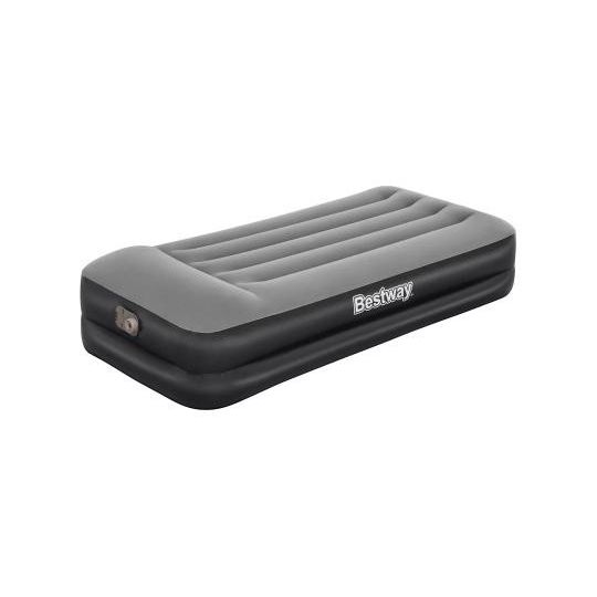 Bestway 67401 Airbed Tritech Bicolor Nero-Grigio Singolo Floccato Cm 191X97X46 Pompa Elettrica Integrata e Sacca