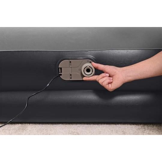 Bestway 67403 Airbed Tritech Bicolor Nero/Grigio Matrimoniale Plus Floccato Cm 203X152X46 Pompa Elettrica Integrata e Sacca