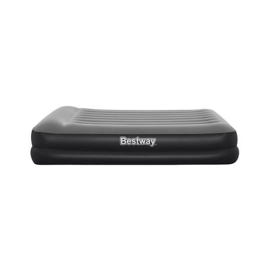 Bestway 67403 Airbed Tritech Bicolor Nero/Grigio Matrimoniale Plus Floccato Cm 203X152X46 Pompa Elettrica Integrata e Sacca