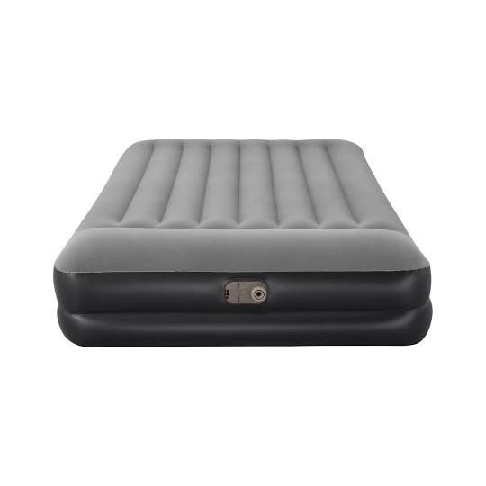 Bestway 67403 Airbed Tritech Bicolor Nero/Grigio Matrimoniale Plus Floccato Cm 203X152X46 Pompa Elettrica Integrata e Sacca