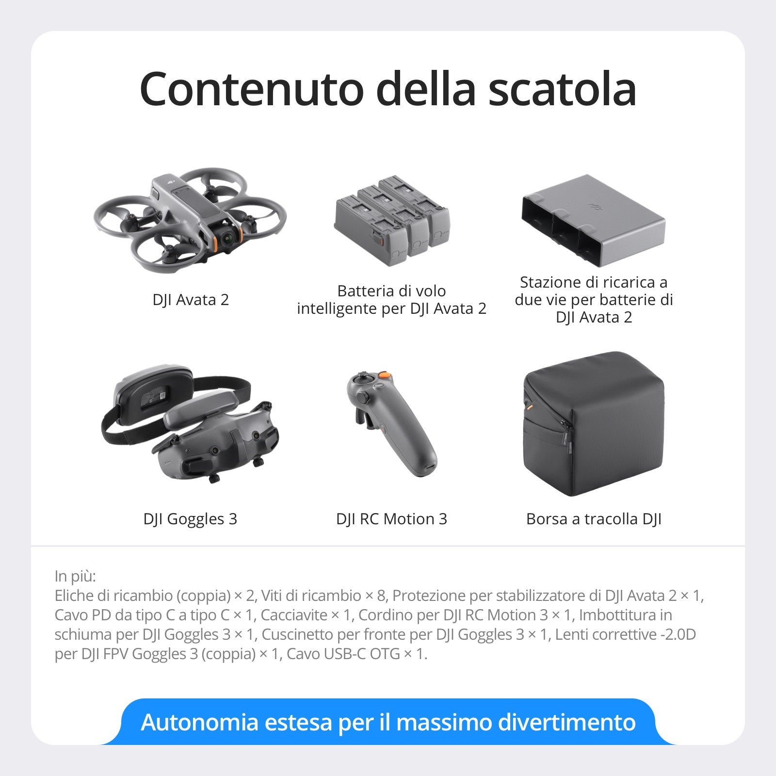 DJI Avata 2 Combo (3 batteria) GARANZIA ITALIA NITAL 2 ANNI