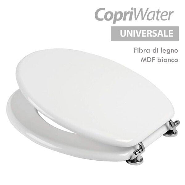 Inca Sedile WC Universale in Legno MDF Bianco con Kit di Montaggio, Cerniere e Paracolpi Inclusi