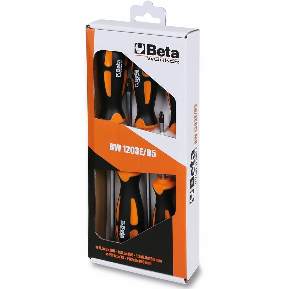 Beta Set Giraviti BW 1203E D5 Con 3 Giraviti a Lama Piatta e 2 Giraviti Phillips