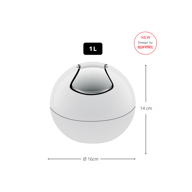 Spirella Bowl Pattumiera a dondolo, Capacità 1L , Bianco
