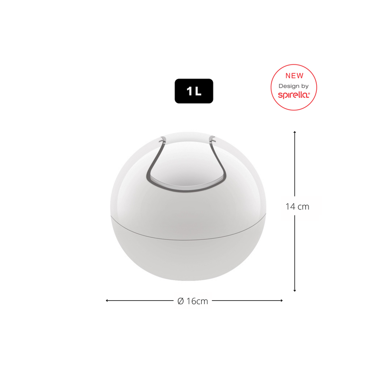 Spirella Bowl Pattumiera a dondolo, Capacità 1L , Plain White