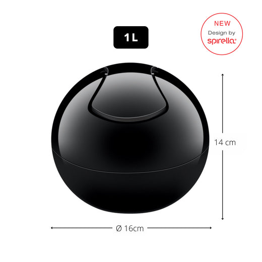 Spirella Bowl Pattumiera a dondolo, Capacità 1L , Plain Black