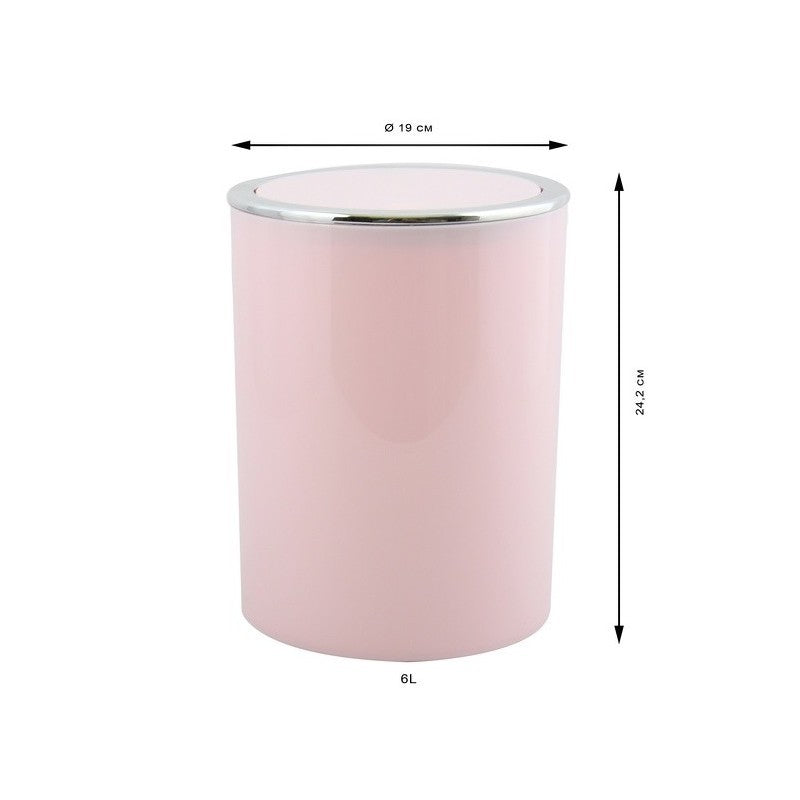 Spirella Kamaka Pattumiera ribaltabile, Capacità 6L, Rosa Pastello