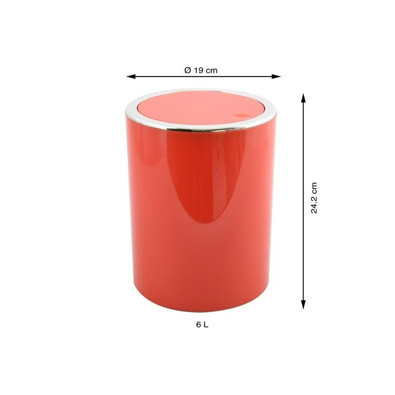 Spirella Kamaka Pattumiera ribaltabile, Capacità 6L, Rosso