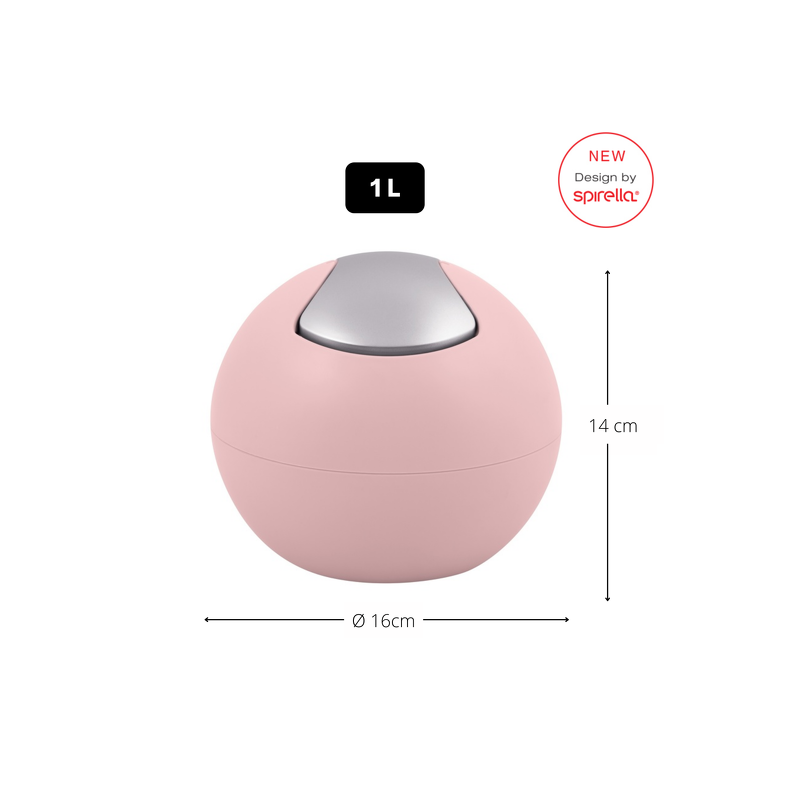 Spirella Bowl Pattumiera a dondolo, Capacità 1L , Rosa