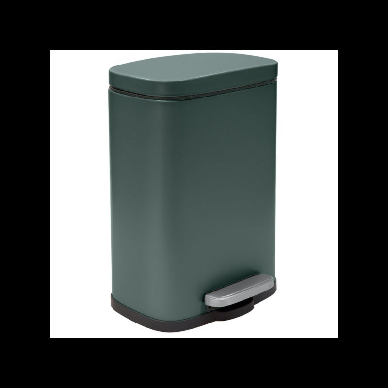 Spirella Akira Pattumiera a pedale 5L in acciaio, Verde scuro opaco