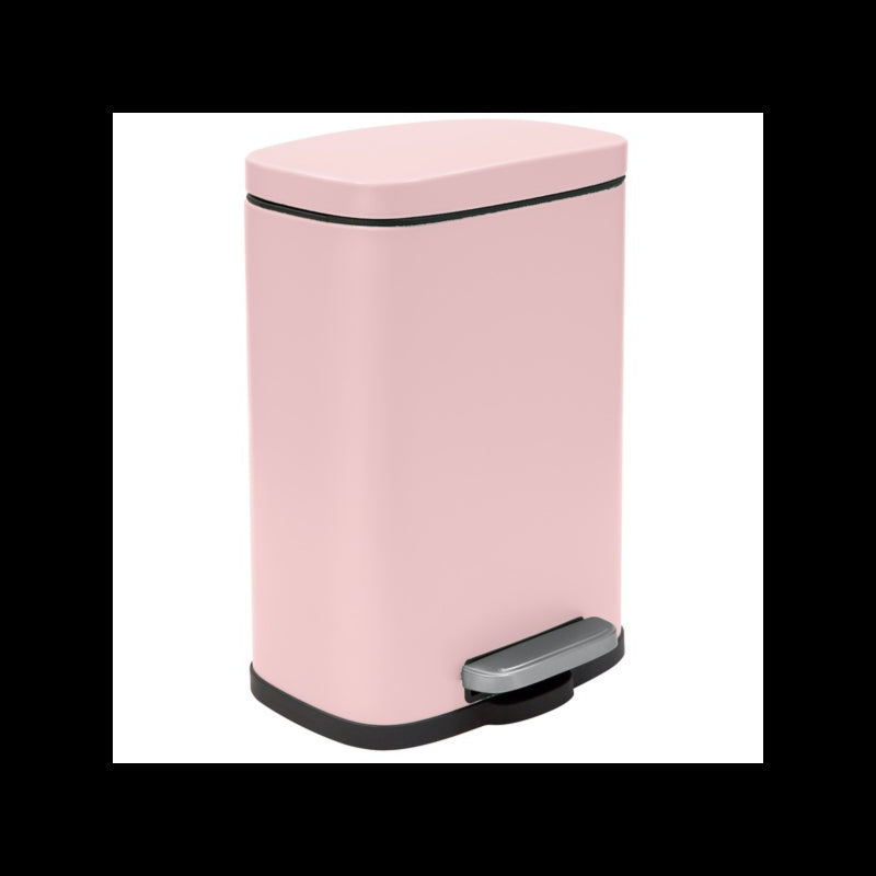 Spirella Akira Pattumiera a pedale 5L in acciaio, Rosa opaco