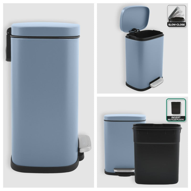 Spirella Akira Pattumiera a pedale 5L in acciaio, Nebbia opaca