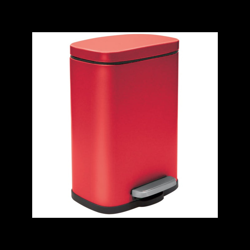 Spirella Akira Pattumiera a pedale 5L in acciaio, Rosso Opaco